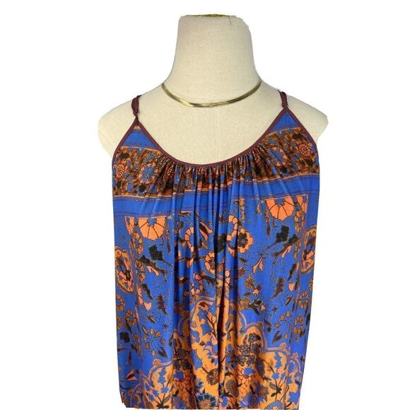 Anthropologie Dream Daily Maxi Dress Size Small Blue Floral Tile Burst USA - Picture 5 of 9
